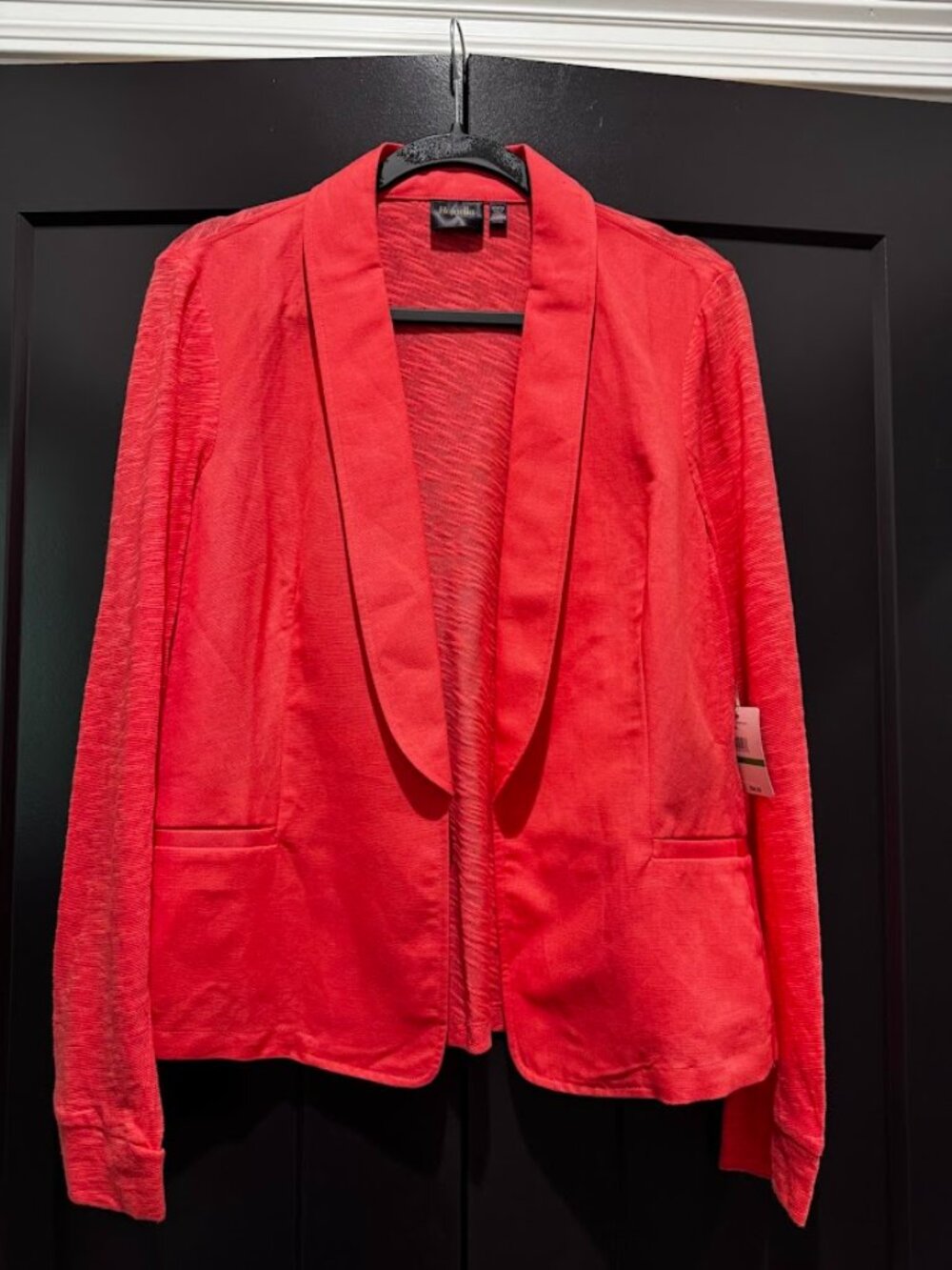 NWT Rafaella Calypso Coral Open Front Knit Blazer Jacket - Size LP